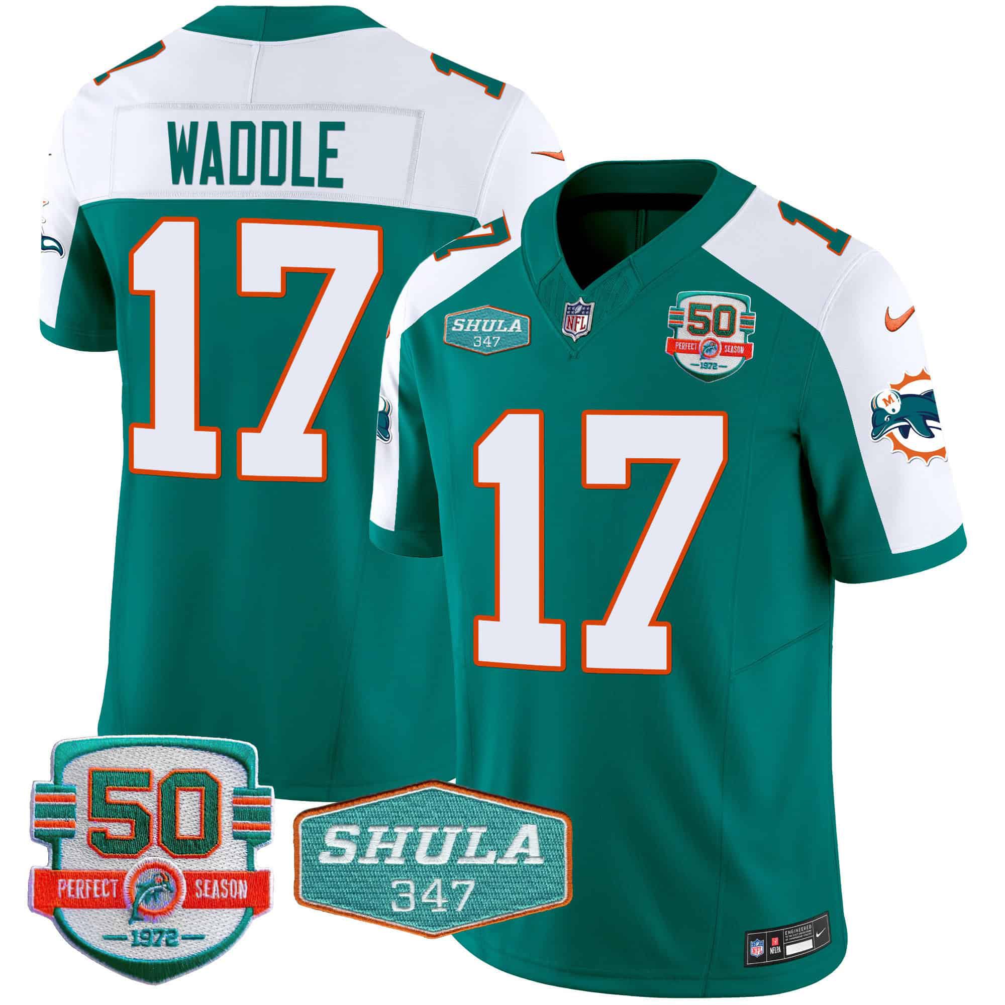Men Miami Dolphins #17 Waddle Green 2024 Nike Throwback Shula 347 Patch Vapor NFL Jersey->indianapolis colts->NFL Jersey
